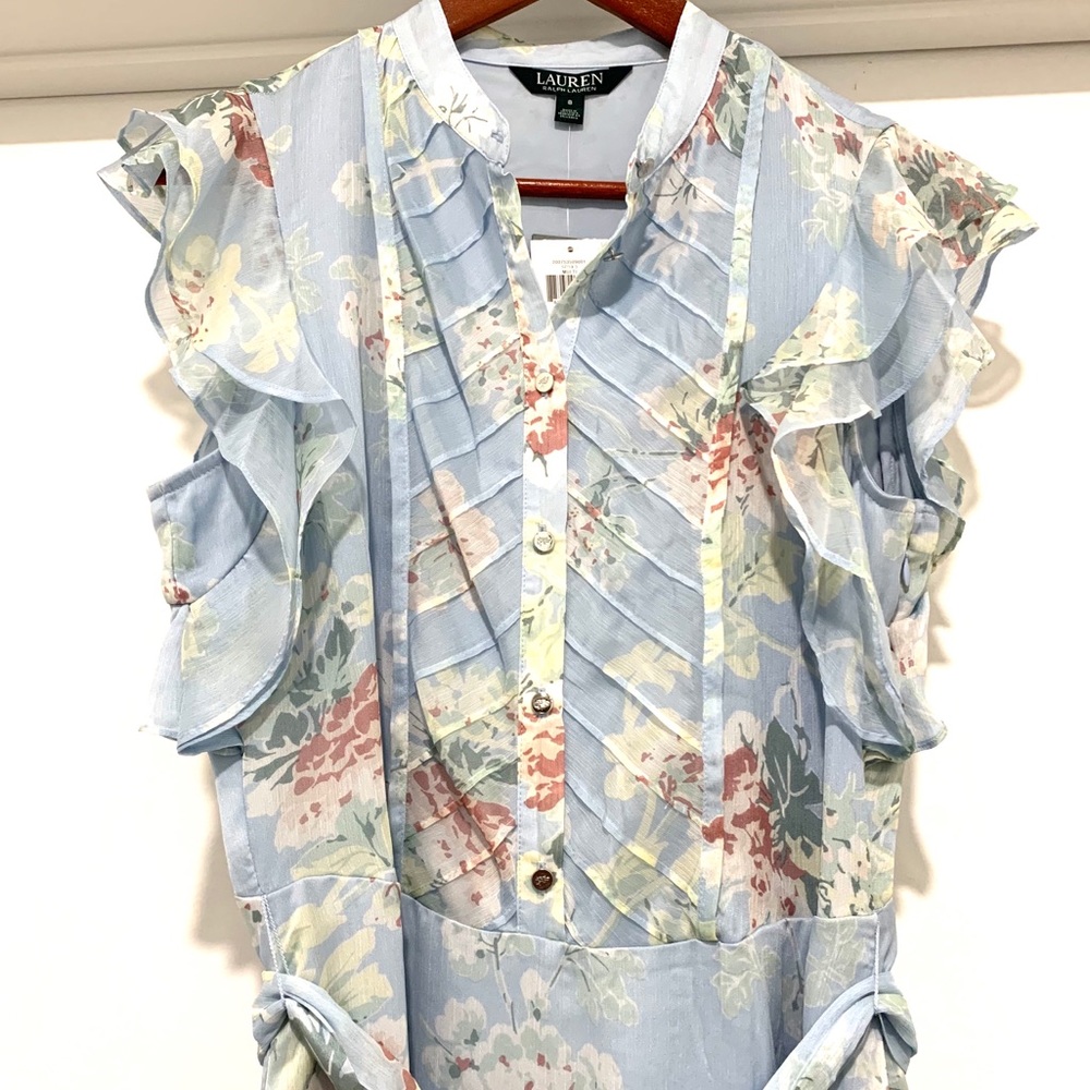 Lauren Ralph Lauren Blue Floral Midi Dress - Picture 3 of 15
